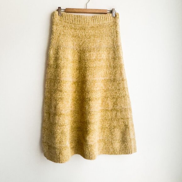 Mare Mare Mustard Yellow A line Knit Midi Skirt M - Picture 2 of 6